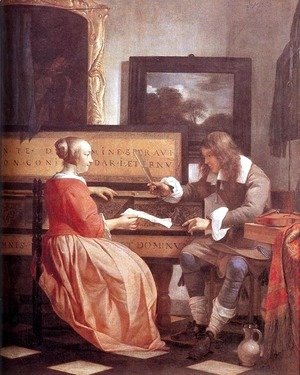 Gabriel Metsu - Man and Woman Sitting at the Virginal 1658-60