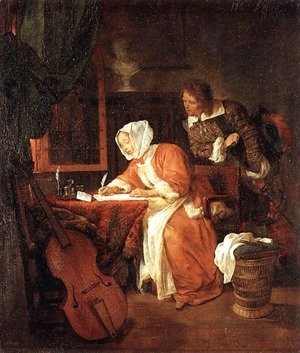 Gabriel Metsu - The Letter-Writer Surprised c. 1662