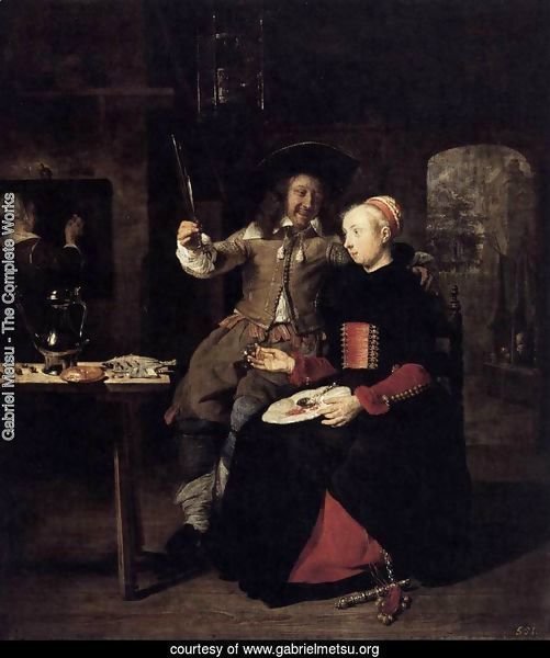 Portrait of the Artist with His Wife Isabella de Wolff in a Tavern 1661