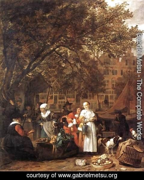 Gabriel Metsu - Vegetable Market in Amsterdam 1661-62