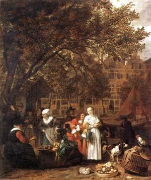 Gabriel Metsu - Vegetable Market in Amsterdam 1661-62
