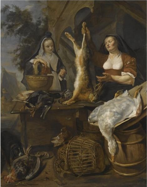 A Woman Selling Game From A Stall