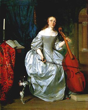 Gabriel Metsu - Woman Playing the Viola da Gamba
