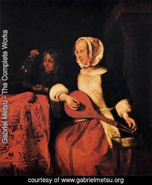 Gabriel Metsu - Woman Tuning a Mandolin