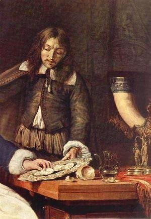 Gabriel Metsu - The Breakfast (detail) 1660