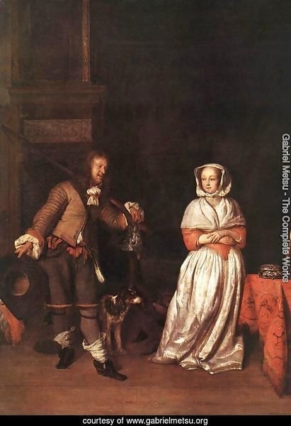 Gabriel Metsu The Hunter and a Woman Painting Reproduction
